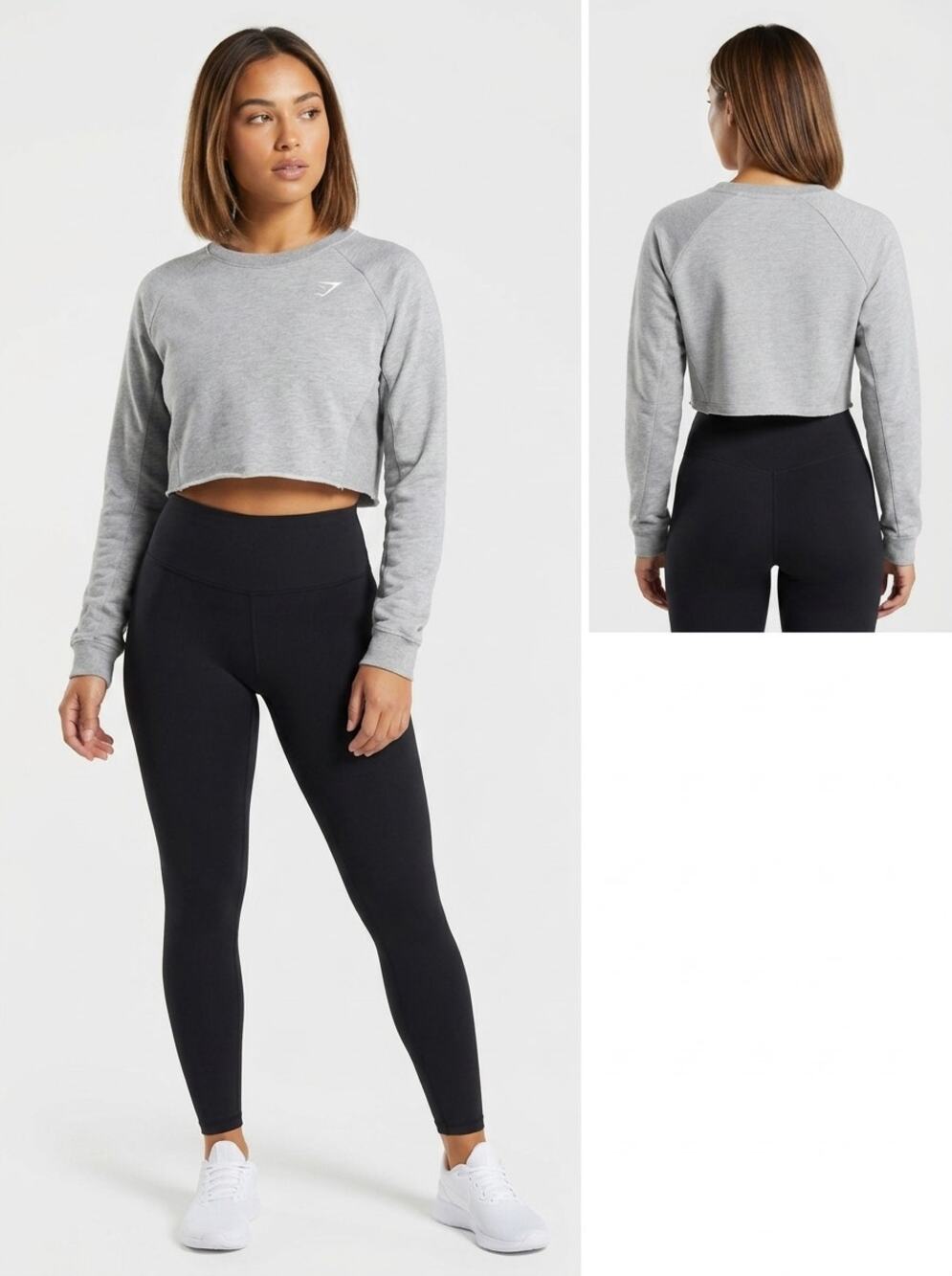 Gymshark Gray Crew Neck Knit Stretch Pullover Sweatshirt Women Size S